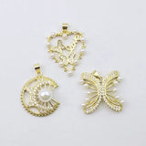 Vintage Pearl Charm, Light Zircon Pendant, Unique Jewelry Charms
