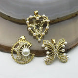 Vintage Pearl Charm, Light Zircon Pendant, Unique Jewelry Charms