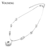 10pcs Thin Chain Snap Button Necklaces with Crystal Charms NN-318*10