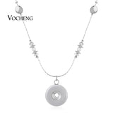 10pcs Thin Chain Snap Button Necklaces with Crystal Charms NN-318*10