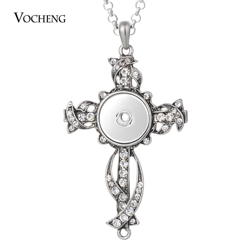 Vocheng Ginger Snap Necklace Cross Pendant with Rhinestone for Mom NN-723*10