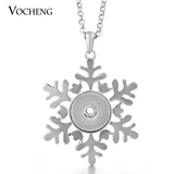 10pcs Vocheng Snap Button Charms Christmas Snowflake Pendant Necklace