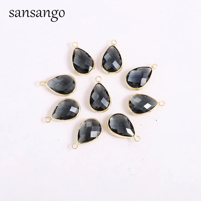 10pcs Water Drop Crystal Charms Pendants for Jewelry Making