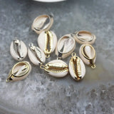 10pcs Cowrie Shell Charms, Gold/Silver Plated Beach Shell Pendants