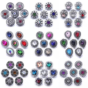 10pcs 18mm Mixed Birthstone Snap Buttons for Bracelet Bangle