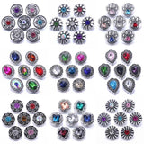 10pcs 18mm Mixed Birthstone Snap Buttons for Bracelet Bangle