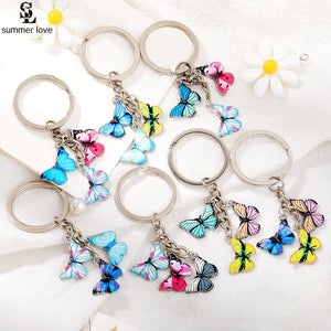 10pcs Butterfly Keychain Holder Metal Key Chain Car Keyring Accessories