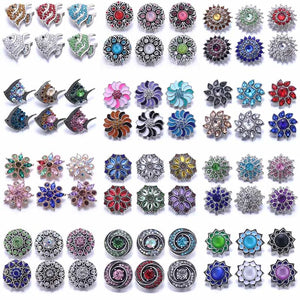 10pcs Mix Fish 18mm Snap Jewelry Rhinestone Buttons for Bracelet Charms