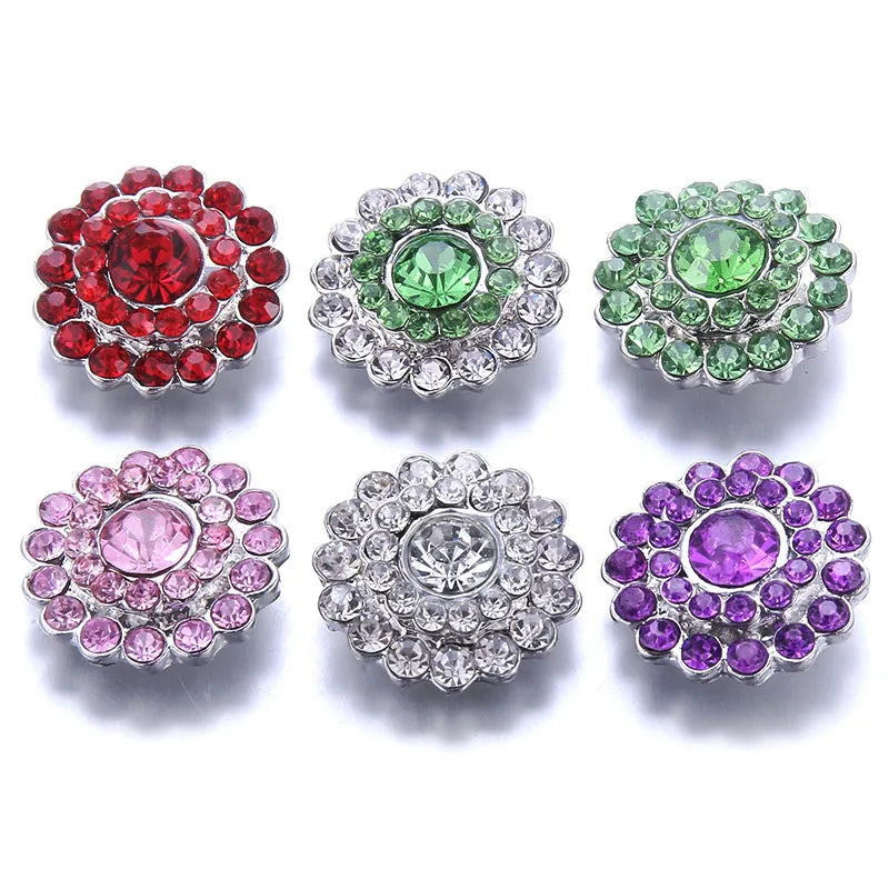 10pcs Mix Fish 18mm Snap Jewelry Rhinestone Buttons for Bracelet Charms