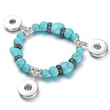 10pcs Elastic GingerSnaps Bracelet Natural Stone Beads Fits 18mm Snap Button