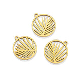 10pcs Round Palm Branch Leaves Charms Pendant Stainless Steel 17X18mm