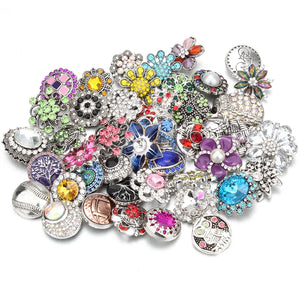 10pcs Flower Rhinestone Metal Snap Buttons for Leather Bracelet Bangle
