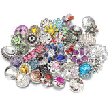 10pcs Flower Rhinestone Metal Snap Buttons for Leather Bracelet Bangle