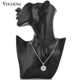 10pcs Ginger Snap Button Pendant Necklace 18mm Jewelry Stainless Steel Chain