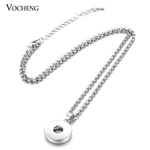 10pcs Ginger Snap Button Pendant Necklace 18mm Jewelry Stainless Steel Chain