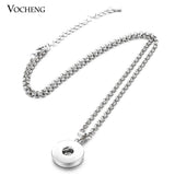 10pcs Ginger Snap Button Pendant Necklace 18mm Jewelry Stainless Steel Chain