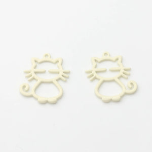 10pcs Spray Paint Cartoon Cat UV Resin Charms DIY Jewelry Making