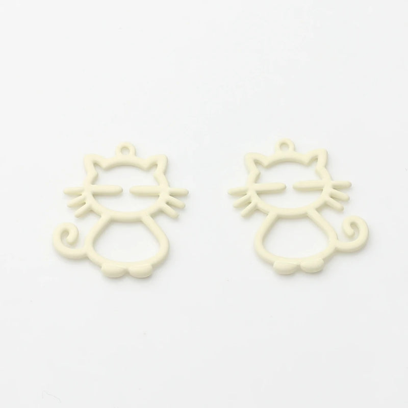 10pcs Spray Paint Cartoon Cat UV Resin Charms DIY Jewelry Making