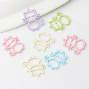 10pcs Spray Paint Cartoon Cat UV Resin Charms DIY Jewelry Making
