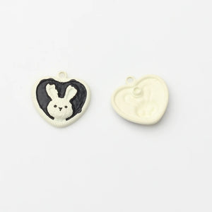 10pcs Cute Rabbit Heart Charms for DIY Jewelry Making