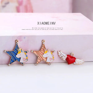 10pcs/lot Unicorn Love Wings Charms Pendant For DIY Jewelry Earrings