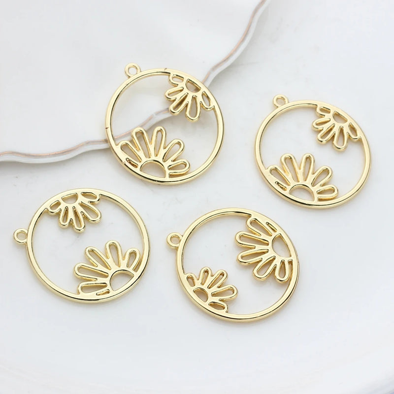 10pcs/lot Metal Hollow Flowers Charms DIY Jewelry Making