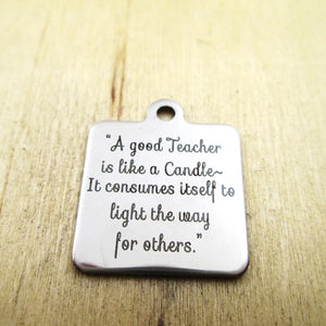 10pcs/lot-Teacher Candle Stainless Steel Charms - DIY Pendants