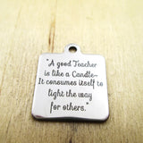 10pcs/lot-Teacher Candle Stainless Steel Charms - DIY Pendants