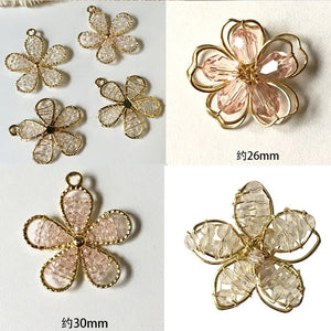 10pcs Bling Flower Pendant DIY Alloy Charm for Necklace Bracelet