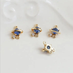 10pcs Planet Globe Zircon Star Pendant DIY Jewelry Accessory