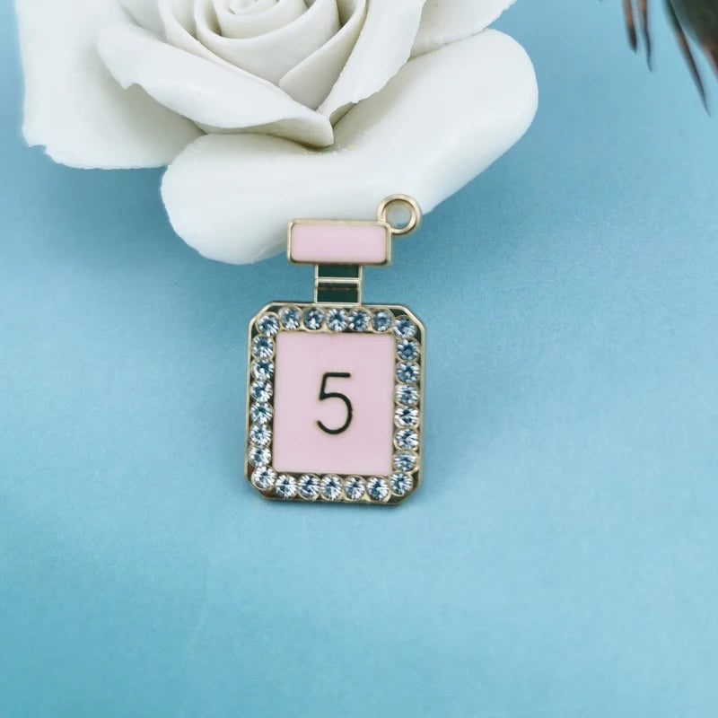 10pcs Enamel Perfume Bottle Charms for DIY Necklaces Bracelets
