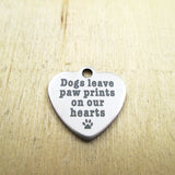 10pcs Dog Paw Print Heart Stainless Steel Charms - Customized - DIY Pendants