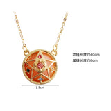 10pcs Card Captor Chain Star Necklace Round Jewelry Metal