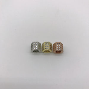 10pcs Clear CZ Paved Hexagon Spacer Beads for Jewelry