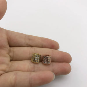 10pcs Clear CZ Paved Hexagon Spacer Beads for Jewelry