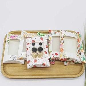 10pcs Marbling Flower Pattern Pillow Box with Window for Jewelry 12.5*8*2cm