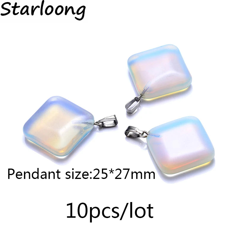 10pcs 25*27mm Opal Glass Charm Pendant DIY Jewelry Making