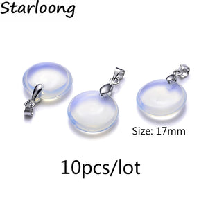 10pcs Opal Glass Lampwork Charm Pendant for Necklace DIY Jewelry Making