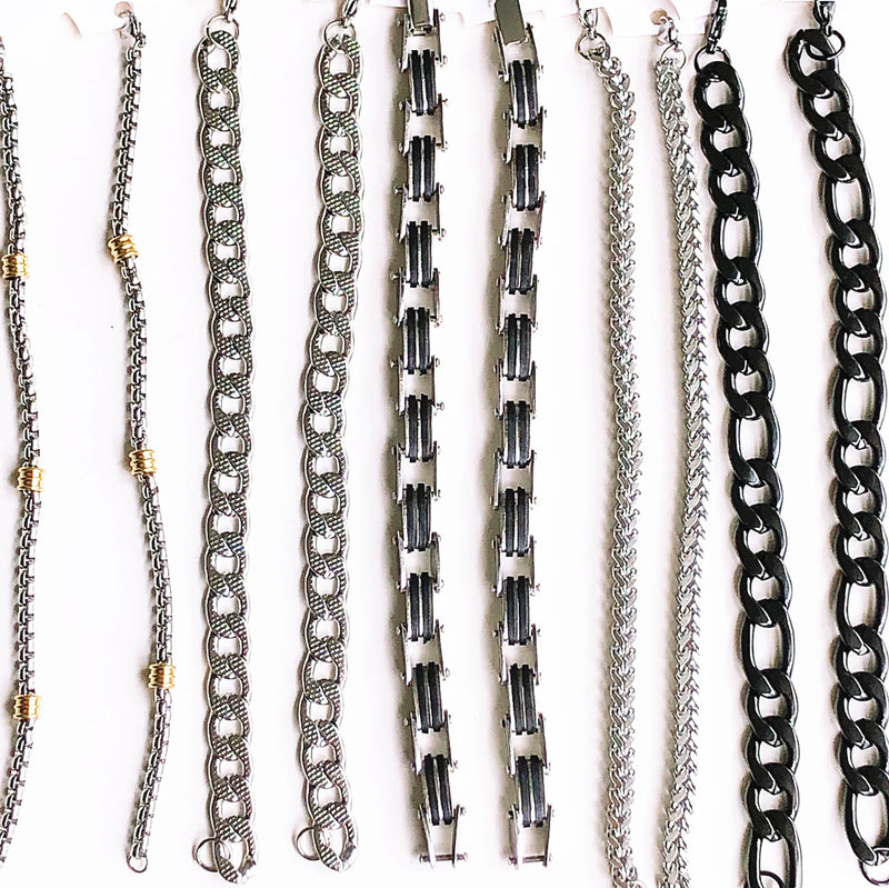 10pcs punk stainless steel mixed men's bracelets