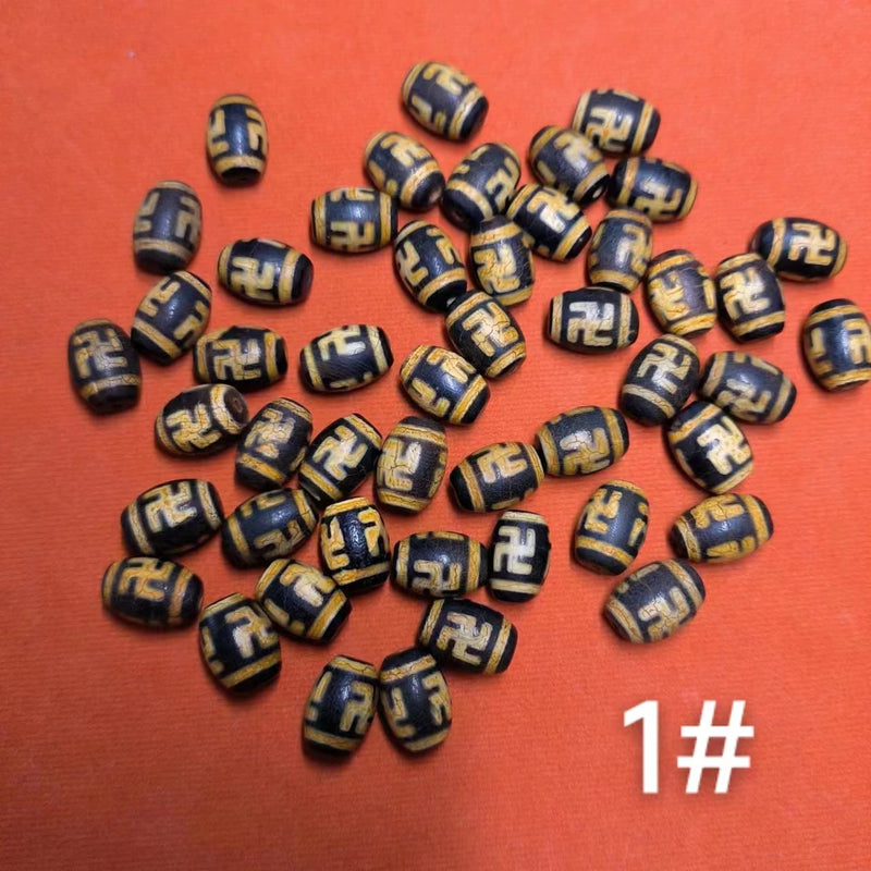 10pcs/lot Natural Old Agate Dzi Keg Beads Yellow Gem Jewelry Amulet