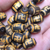 10pcs/lot Natural Old Agate Dzi Keg Beads Yellow Gem Jewelry Amulet