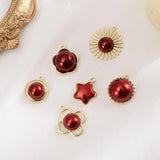 10pcs Red Pearl Flowers Charms Pendant DIY Earring Materials