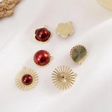 10pcs Red Pearl Flowers Charms Pendant DIY Earring Materials