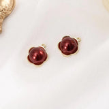 10pcs Red Pearl Flowers Charms Pendant DIY Earring Materials