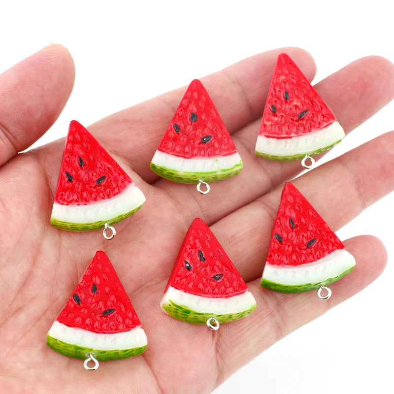 10pcs Resin Watermelon Charms Pendant for DIY Jewelry Making