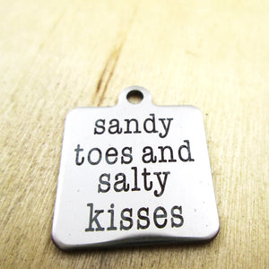 10pcs Sandy Toes & Salty Kisses Stainless Charms - Laser Engraved - Custom - DIY