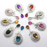 10pcs Silver Flower Pendant Rhinestone Brooch DIY Jewelry Accessory