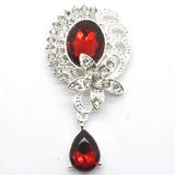 10pcs Silver Flower Pendant Rhinestone Brooch DIY Jewelry Accessory