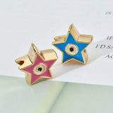 10pcs Enamel Star Shape Plated Eye Beads Colorful Spacer Evil Eye Beads