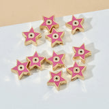 10pcs Enamel Star Shape Plated Eye Beads Colorful Spacer Evil Eye Beads